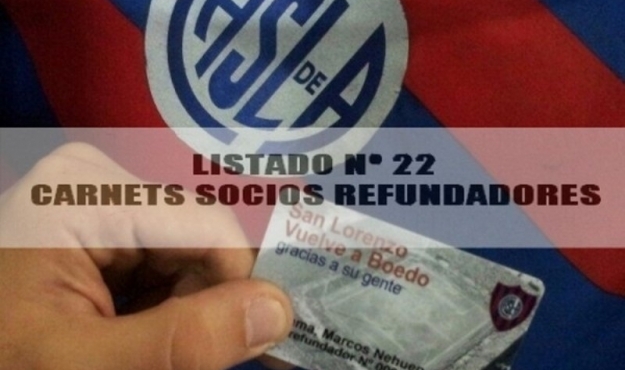 Listado 22 de carnets de socio refundador