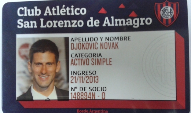 Novak Djokovic, nuevo Socio de San Lorenzo