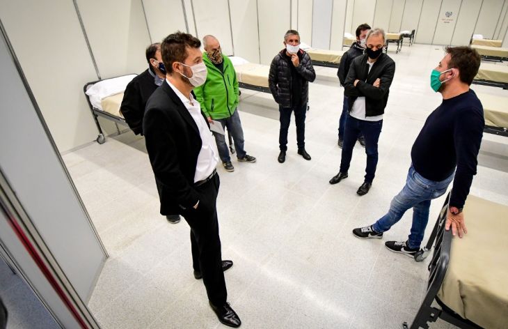 Tinelli supervisó las obras en el predio de Boedo